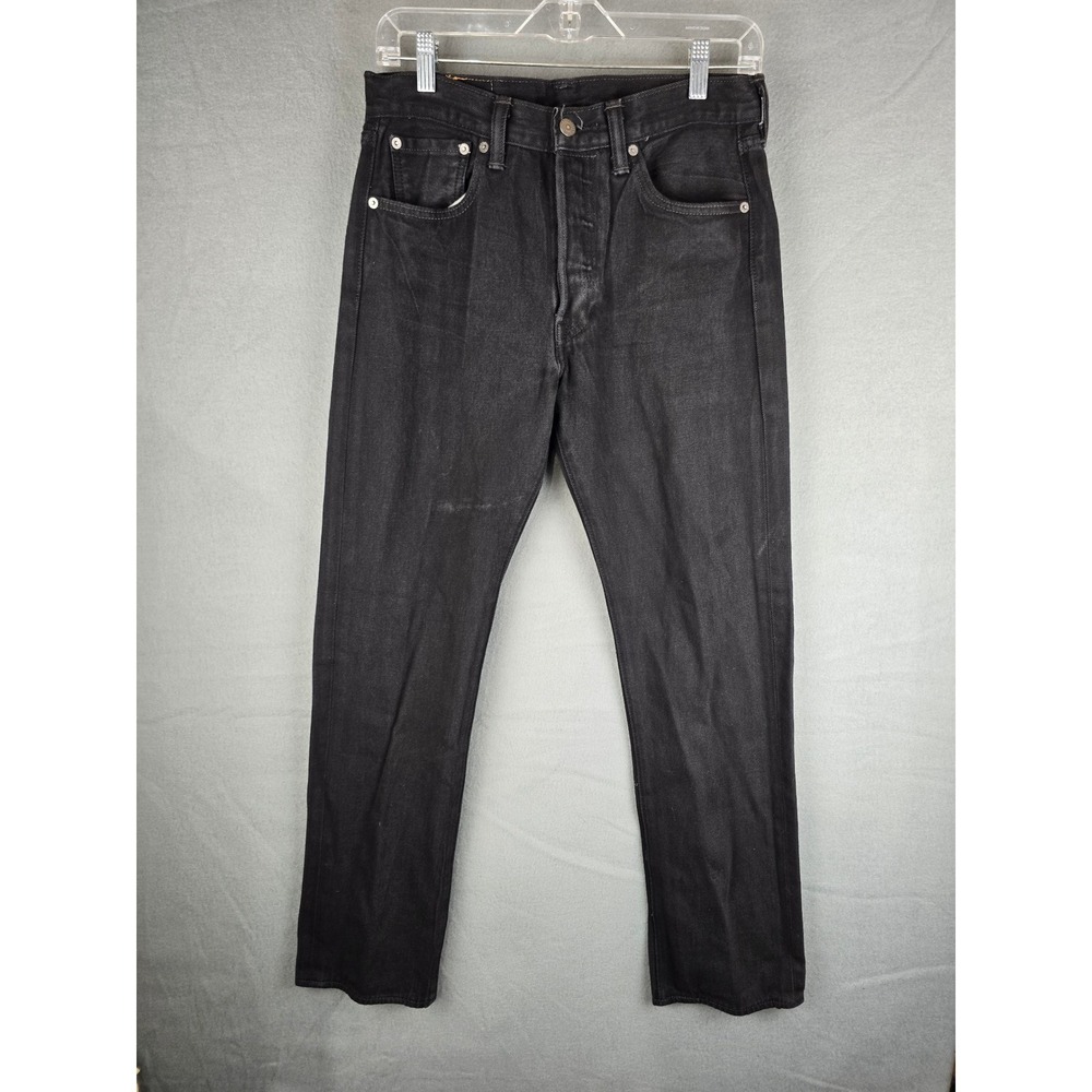 Levis Jeans Mens 30x30 Black Button Fly Straight Leg Denim Streetwear Grunge